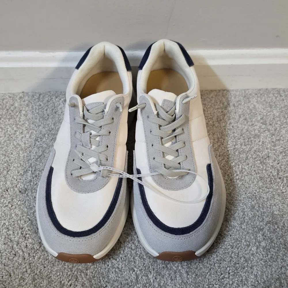 Men's Peter Millar Journeyman Sneakers Ivory Navy Blue MF25EF3 New Size 9.5